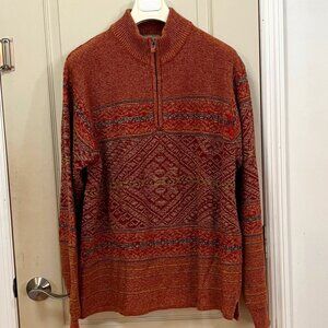 The Territory Ahead Men's Size XL 55% Wool/45% Cotton Qtr Zip  Sweater. Red